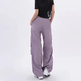Wide-Leg Cargo Pants with Drawstring Waist