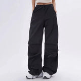 Wide-Leg Cargo Pants with Drawstring Waist