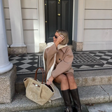 Collared Oversized Short Coat with Button Front and Pockets