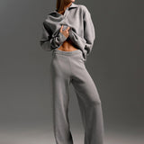 Oversized Polo Sweater and Wide-Leg Pants Set