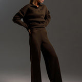 Oversized Polo Sweater and Wide-Leg Pants Set