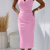 Ruched Strapless Bodycon Midi Dress with Sweetheart Neckline