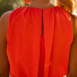 Halter Neck Midi Dress with Thigh Slit and Ruched Waist