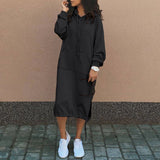 Hooded Midi Dress with Drawstring and Front Pocket