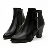 Ankle Boots with Chunky Heel and Side Zip