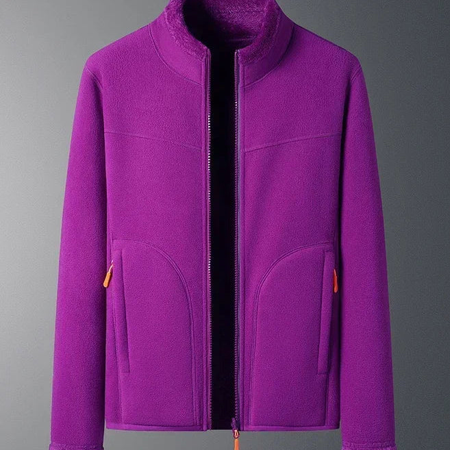 Fleece Zip-Front Jacket with Stand Collar
