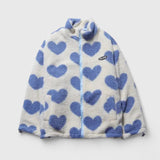 Sherpa-Lined Zip-Front Jacket with Heart Print