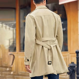 Belted Trench Coat with Double-Breasted Button Front
