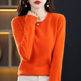 Crew Neck Knit Sweater with Long Sleeves and Ribbed Trim