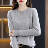 Crew Neck Knit Sweater with Long Sleeves and Ribbed Trim