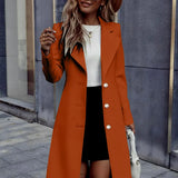 Long Overcoat Women with High Neck Collar and Tailored A Line Silhouette for Office Wear
