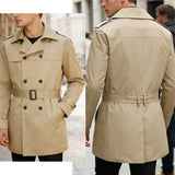Belted Trench Coat with Double-Breasted Button Front
