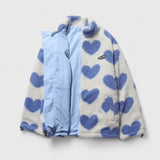 Sherpa-Lined Zip-Front Jacket with Heart Print