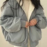 Oversized Hooded Jacket with Faux Fur and Zip Front