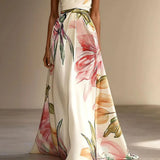 Halter Neck Floral Maxi Dress with Ruched Waist