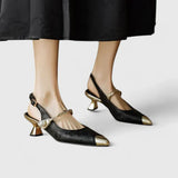 Slingback Heels with Pearl Strap and Pointed Toe