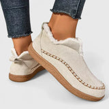 Faux Fur Slip-On Loafers with Round Toe