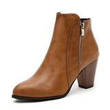 Ankle Boots with Chunky Heel and Side Zip