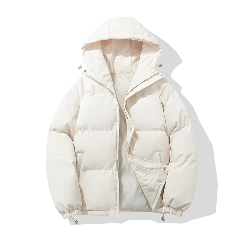 Oversized Cropped Puffer Jacket with Zip Front