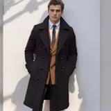 Tailored Wool Coat with Lapel Collar and Side Pockets