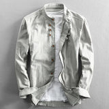 Mandarin Collar Shirt with Button Front and Long Sleeves