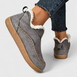 Faux Fur Slip-On Loafers with Round Toe