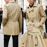 Belted Trench Coat with Double-Breasted Button Front
