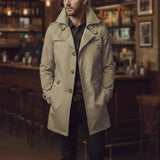 Trench Coat with Button Front and Wide Collar