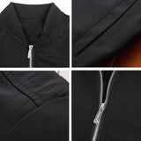 Stand Collar Bomber Jacket with Zip Front and Sleeve Pocket