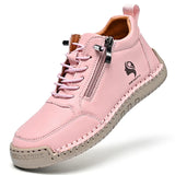 Lace-Up Sneakers with Side Zip and Stitched Sole