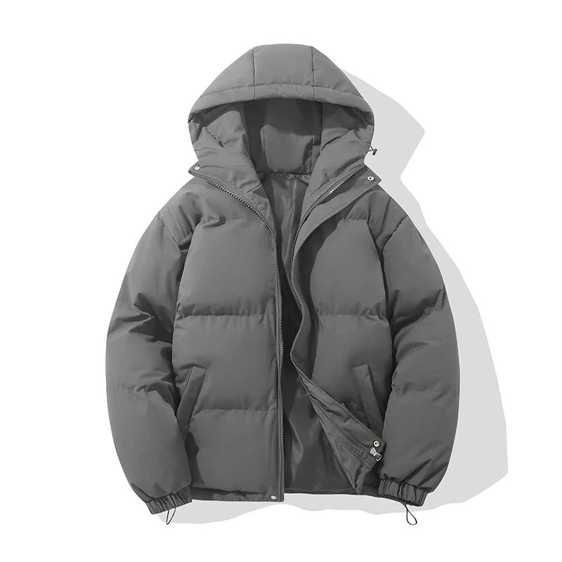 Oversized Cropped Puffer Jacket with Zip Front