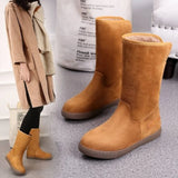 Suede Mid-Calf Boots with Round Toe