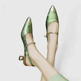 Slingback Heels with Pearl Strap and Pointed Toe