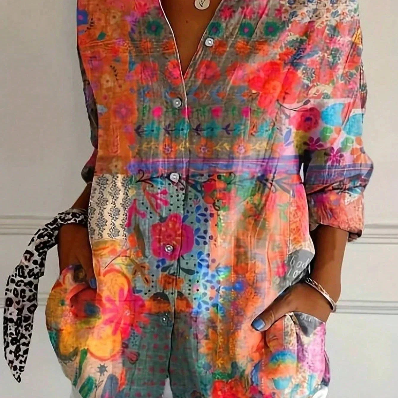 Liora | Casual Colorful Floral Button Blouse Women Shirt