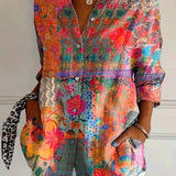 Liora | Casual Colorful Floral Button Blouse Women Shirt