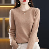 Crew Neck Knit Sweater with Long Sleeves and Ribbed Trim
