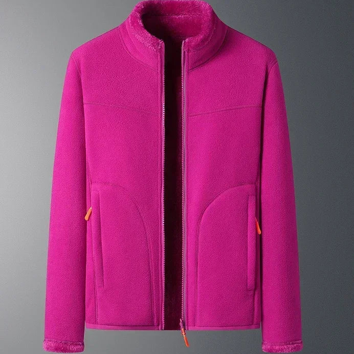 Fleece Zip-Front Jacket with Stand Collar