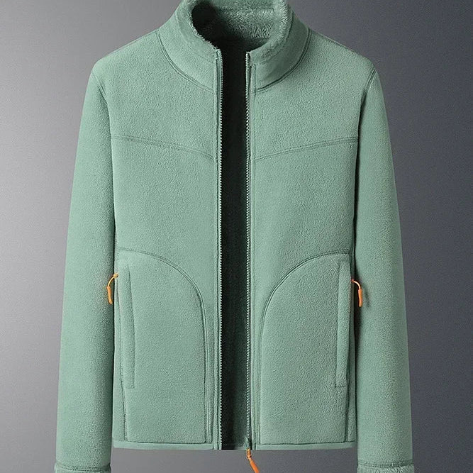 Fleece Zip-Front Jacket with Stand Collar