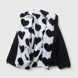 Sherpa-Lined Zip-Front Jacket with Heart Print