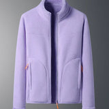 Fleece Zip-Front Jacket with Stand Collar