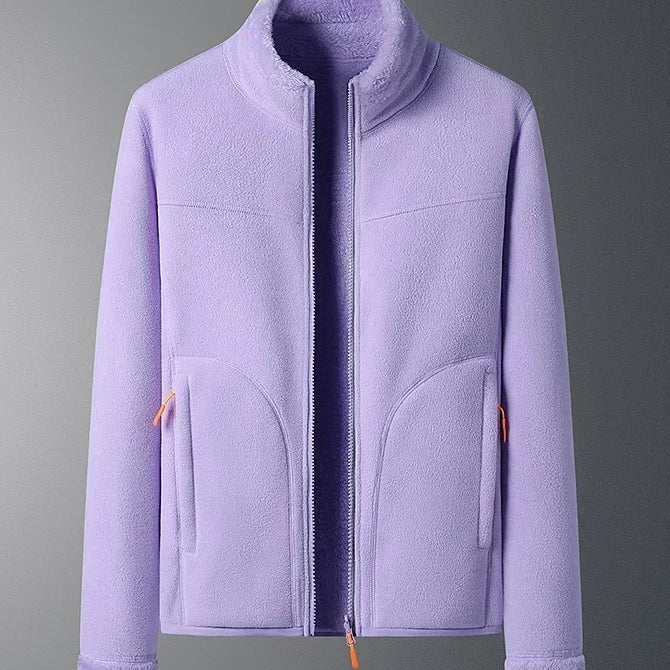 Fleece Zip-Front Jacket with Stand Collar