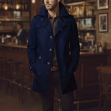 Trench Coat with Button Front and Wide Collar