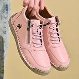 Lace-Up Sneakers with Side Zip and Stitched Sole