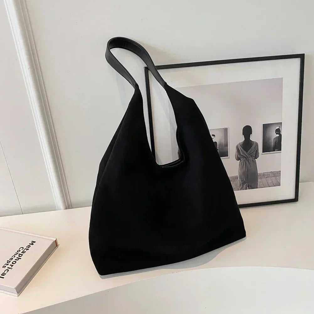 Women's Shoulder Bag with Slouchy Hobo Shape and Suede-Look Finish
