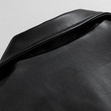 Oversized Point Collar Leather Jacket