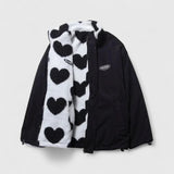 Sherpa-Lined Zip-Front Jacket with Heart Print