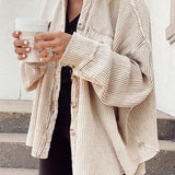 Oversized Textured Shirt Jacket with Button Front