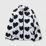 Sherpa-Lined Zip-Front Jacket with Heart Print