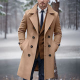 Tailored Wool Coat with Lapel Collar and Side Pockets
