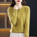 Crew Neck Knit Sweater with Long Sleeves and Ribbed Trim